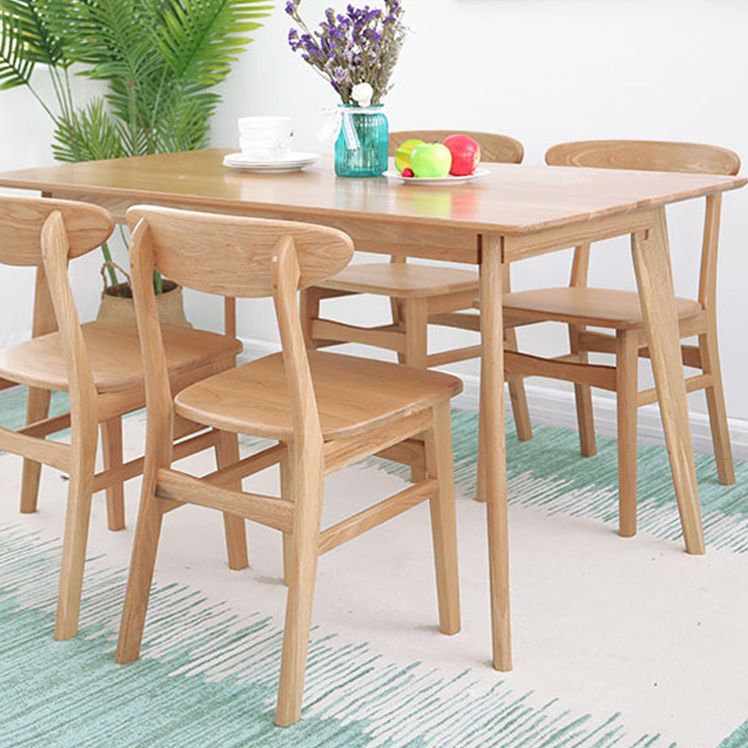 Silla lateral de comedor minimalista con respaldo abierto, sillas laterales sin brazos con patas de madera para cocina