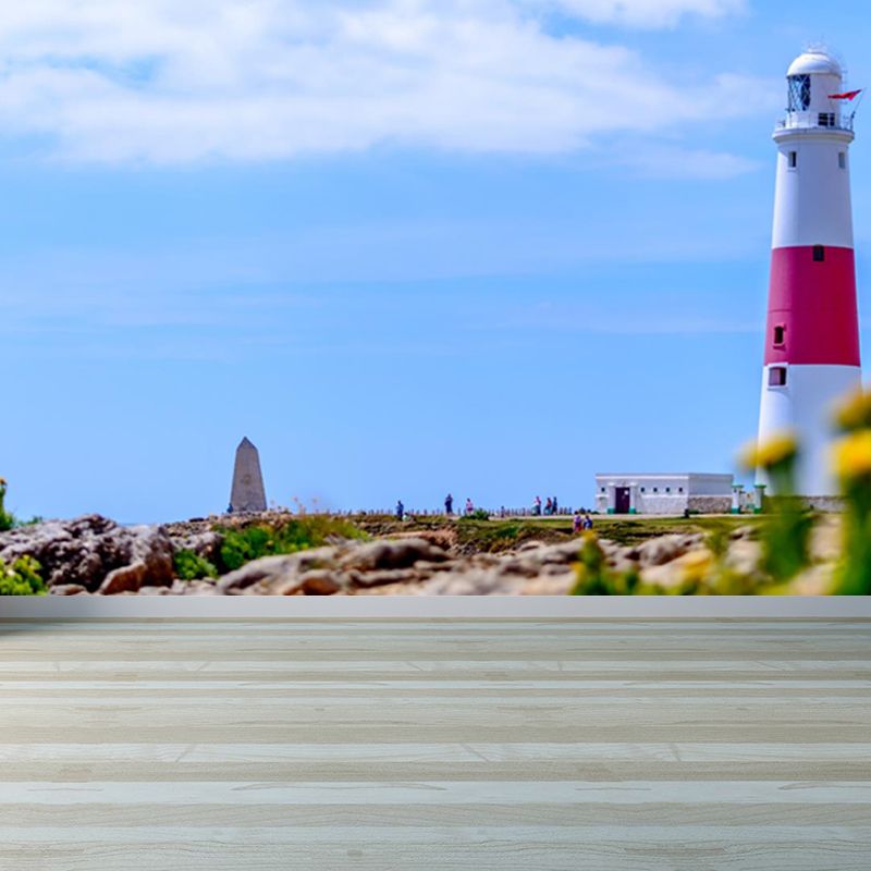 Stain-Proof Beacon in Morning Mural Decal Non-Woven Nautical Wall Decor for Boys Bedroom