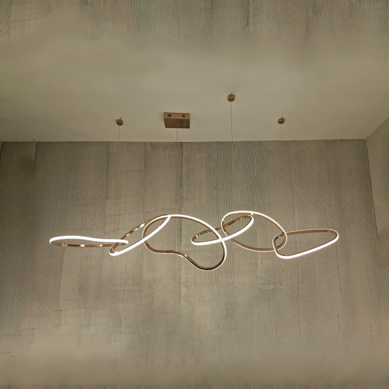 Modern Metal Chandelier Lamp Geometric LED Island Pendant for Dining Room