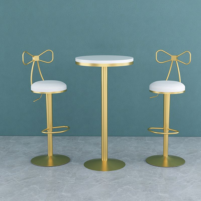 Glam Liftable Backrest Counter Stool Iron Cafe Bar Stool with Cushion and Pedal