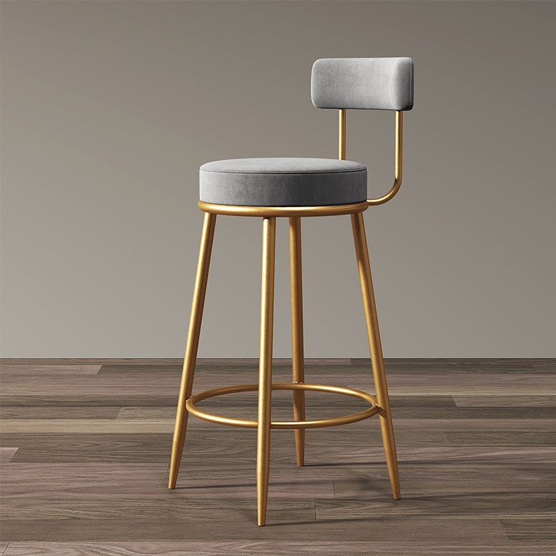Nordic Style Upholstered Fabric Stools Armless Round Barstools for Home Use