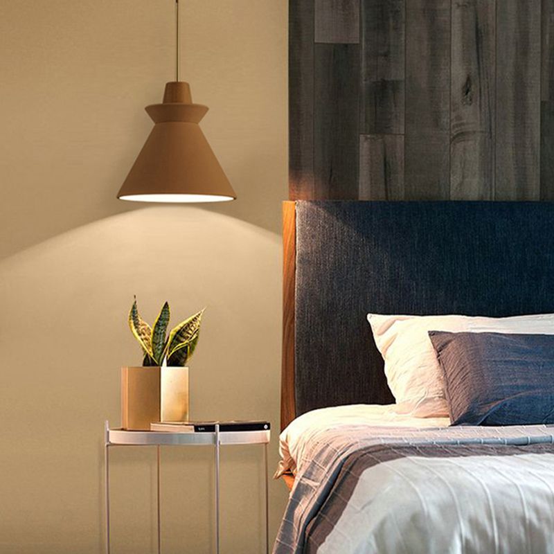 Cone Shaped Cement Hanging Ceiling Light Modern Style Hanging Light Kit for Bedroom