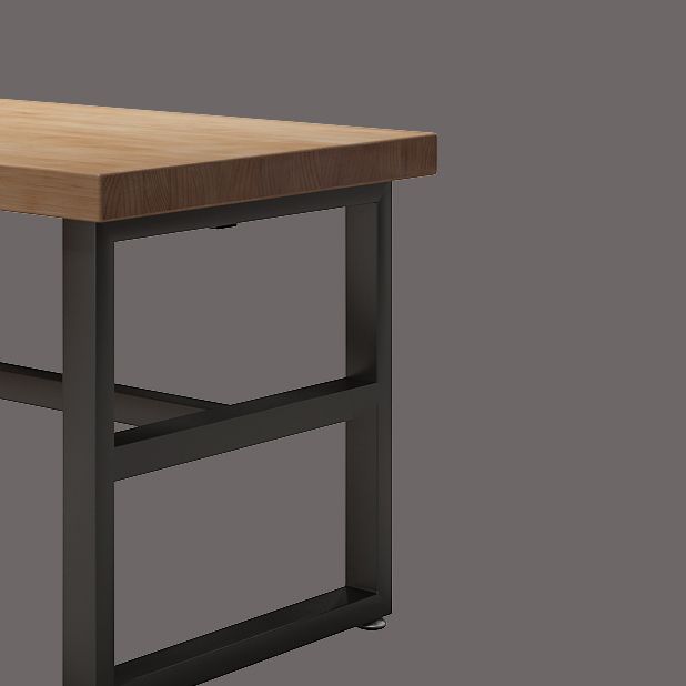 Mesa de comedor rectangular industrial mesa de madera maciza con base de caballete negro para uso doméstico