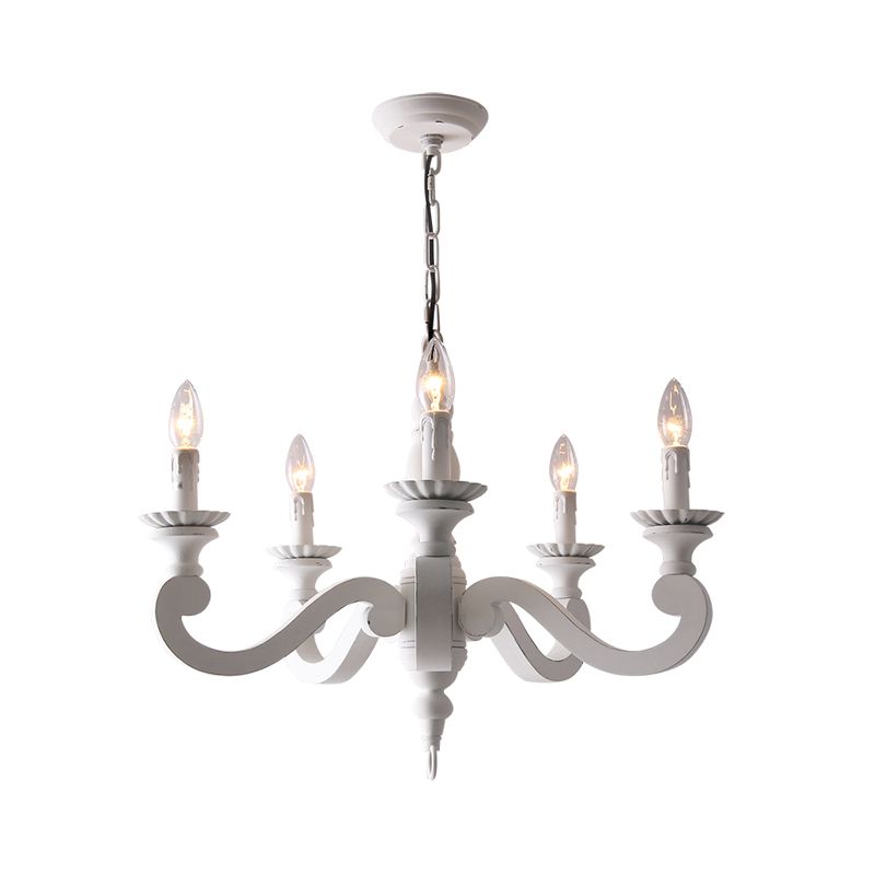 Lustre de lustre blanc campagne country swooping bras pendant éclairage pour le salon