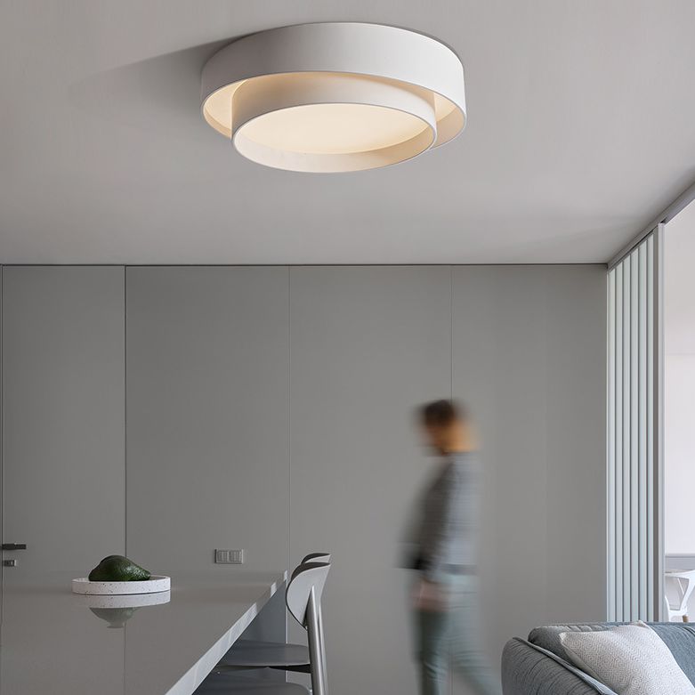 Ronde inbouwplafondlamp van wit metaal, LED-inbouwverlichting in Scandinavische stijl voor slaapkamer