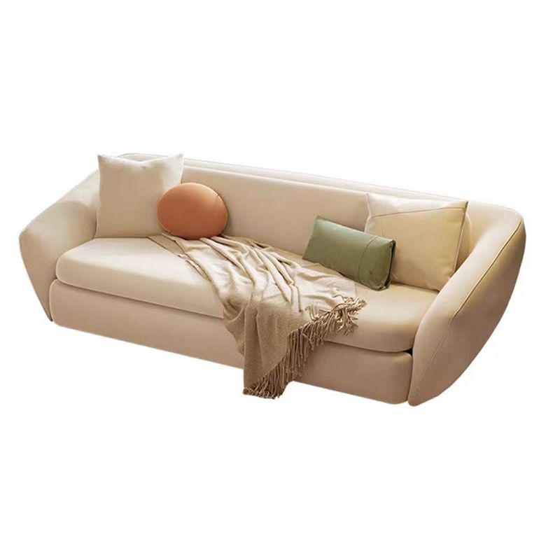 Square Arm Sleeper Scandinavian Styled Sleeper Faux Leather Sofa Bed