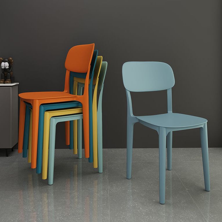 Scandinavian Stackable Armless Dining Chairs Plastic Open Back Dining Side Chair