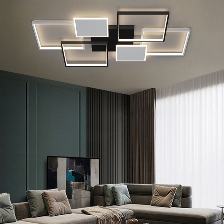 Plafonnier LED en aluminium minimaliste, plafonnier noir pour salon