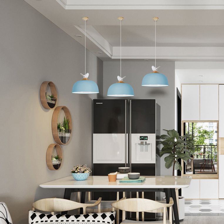 Macaron Stylish Suspension Light mit wenig Vogel Single Lampe 10/12 Zoll breit metallische Anhängerlampe für Kinderschlafzimmer