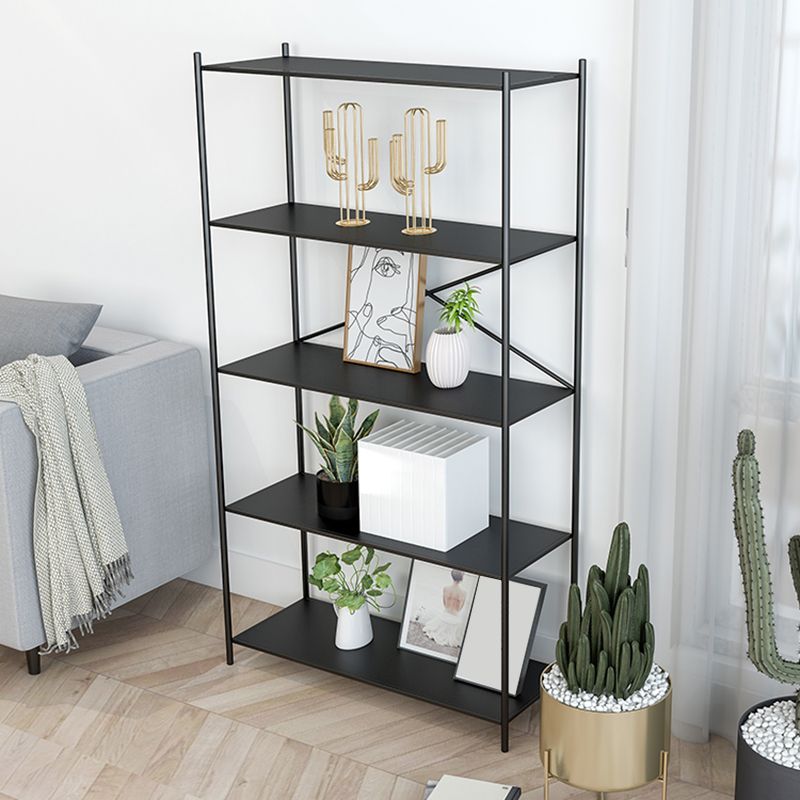 Industrial Metal Rectangle Bookcase Open Back Storage Bookshelf