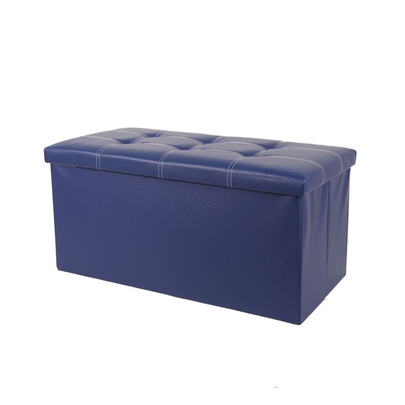Trendy Faux Leather Ottoman Plain Tufted Rectangle Foot Stool Ottoman with Storage