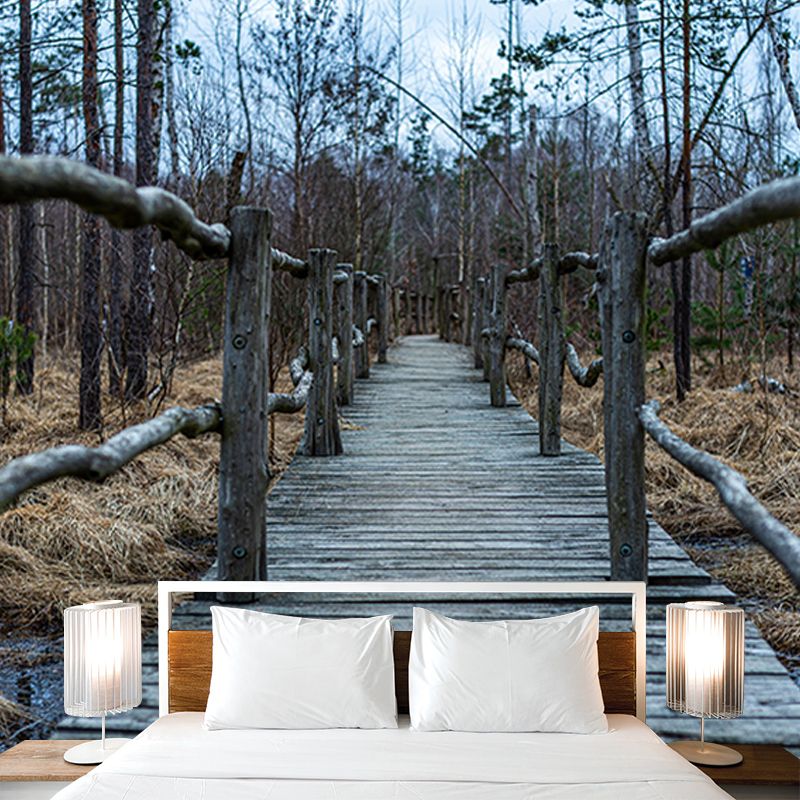 Wooden Nature Mural Industrial Style Space Extension Mural for Home