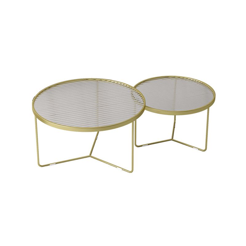 Modern Round Coffee Table Glass Top Nesting Coffee Table Set
