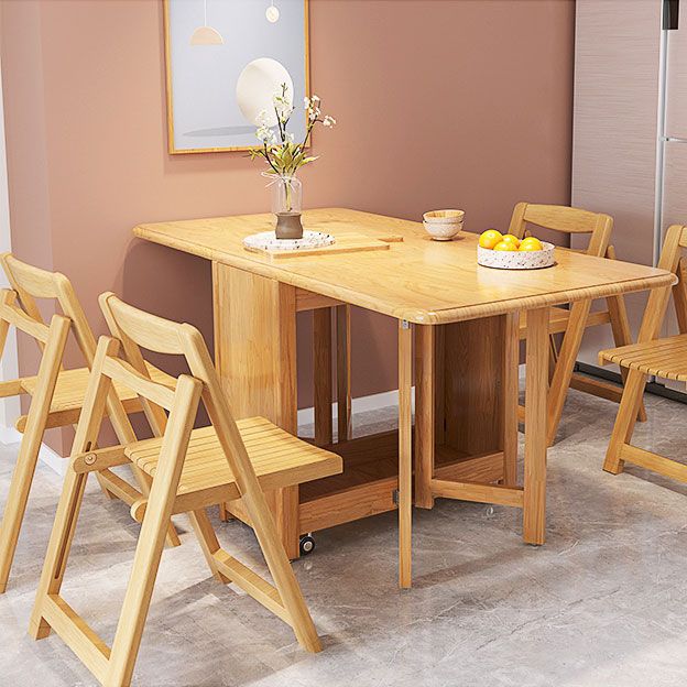 Mid-Century Modern Dining Table Rubberwood Drop-Leaf Dining Table(only table)