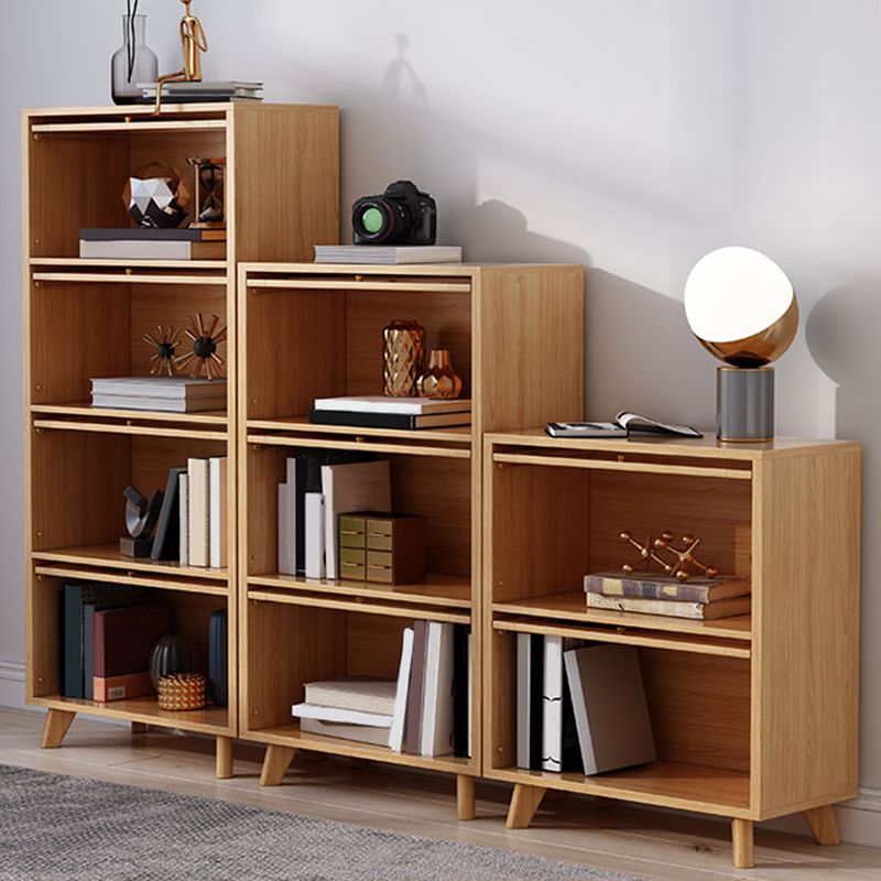 Natural Standard Bookshelf Wooden Modern Closed Back Bookcase