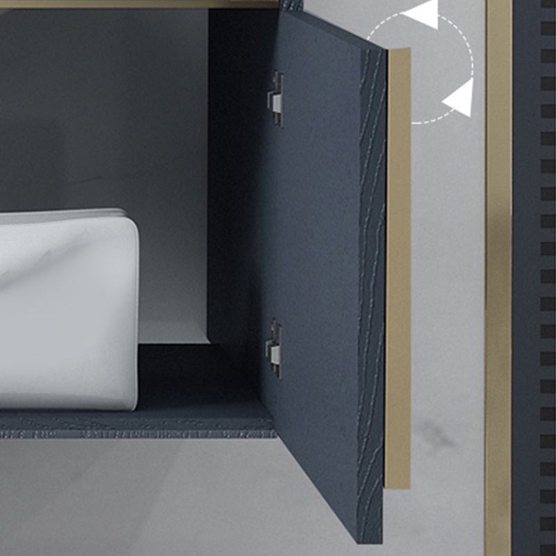 Rectangular Contemporary Bathroom Vanity Set Stainless Steel Sink Cabinet