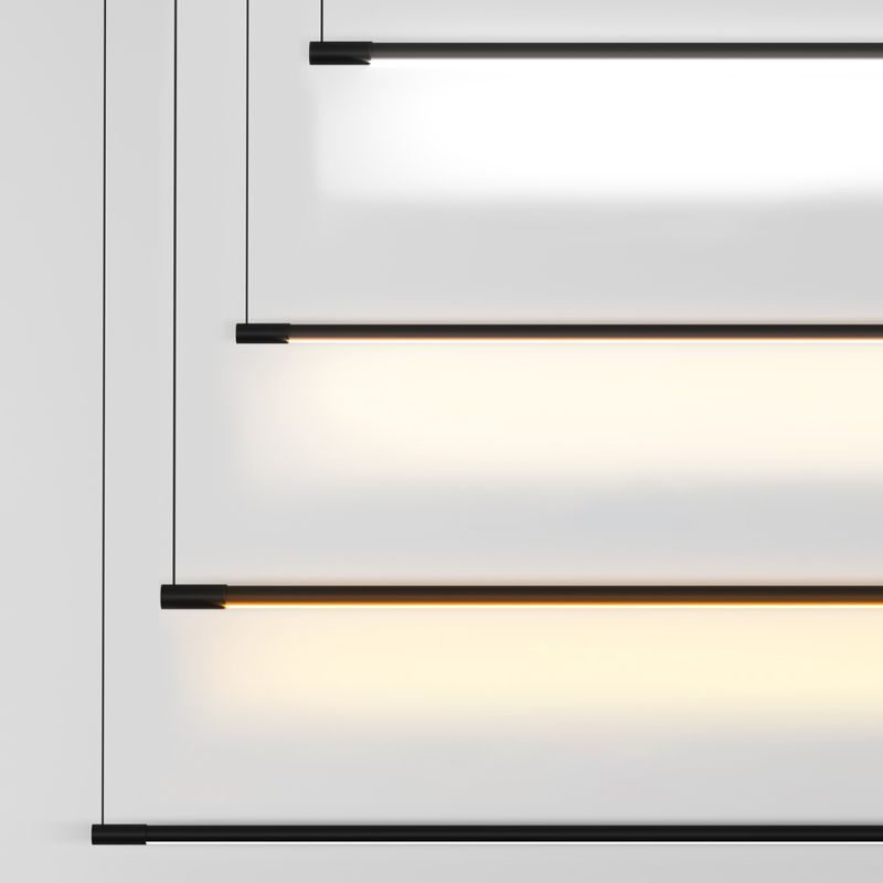 Slim Rod LED Island Lamp Simplicity Metal Black Finish Pendant Lighting over Table