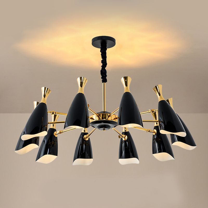 Metal Shaded Chandelier Light Fixture Modern Style Pendant Light Fixture in Black