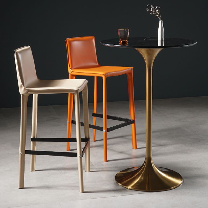 Contemporary Round Pedestal Bar Dining Table with Metal Base