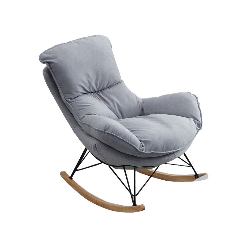 Contemporary Rocking Chair Cotton Upholstered Tufted Wing Chair Back Baby Rocking Chair