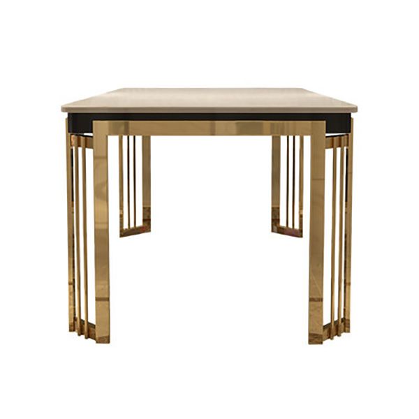 Stone Top Dining Table Traditional Luxury Rectangle Table with 4 Legs