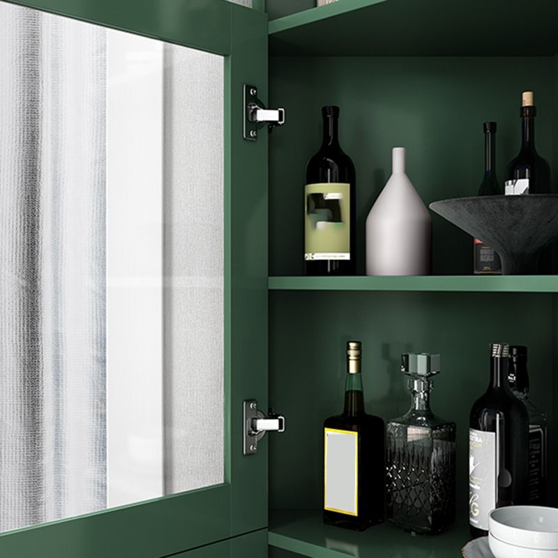 Wooden Storage Cabinet with 2 Glass Doors and Storage Shelf Modern