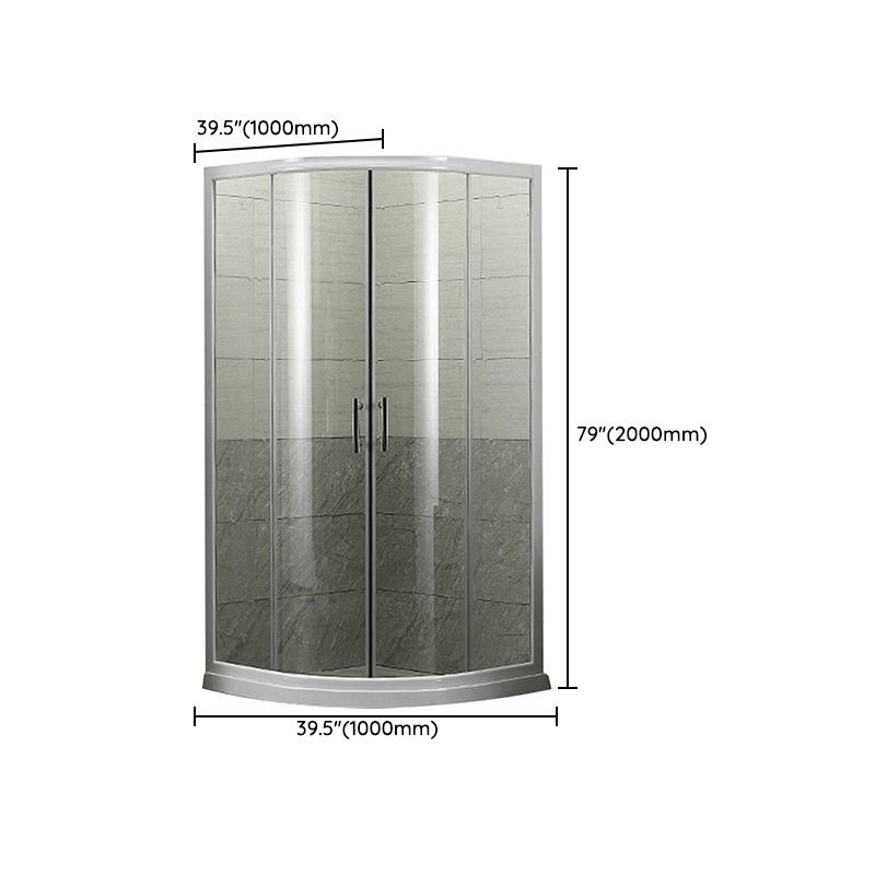Round Shower Kit Tempered Glass Shower Enclosure with Door Handle