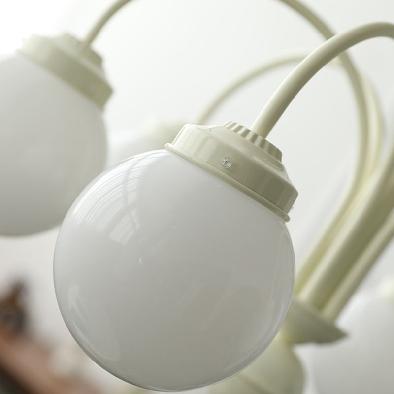 Nordic Cream Hanging Ceiling Lights Global Glass Pendant Chandelier for Living Room