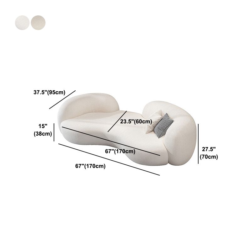 Beige Contemporary Standard Armless Sofa Curved Sofa for Living Room, Apartment