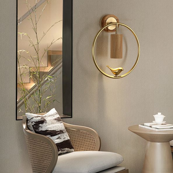 Luce di applique a muro Contemporaneo moderno luce interna in legno e ottone