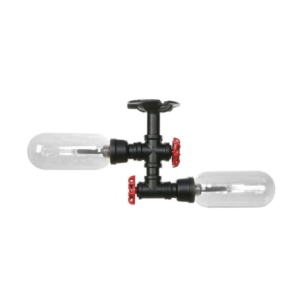 Abbattina con capsula nera opaca semi-ruscini chiaro vetro rustico in vetro a 2 luci del soffitto del soggiorno con design del tubo