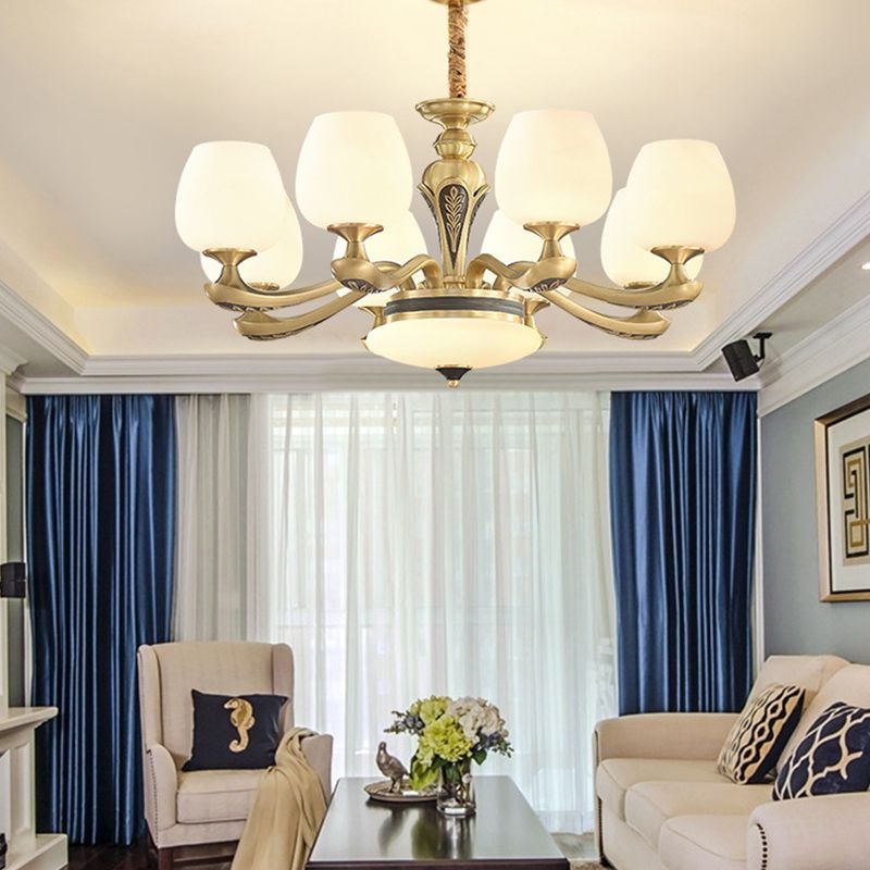 Glass American Chandelier Bowl Shape Multi Light Hanging Light pour le restaurant