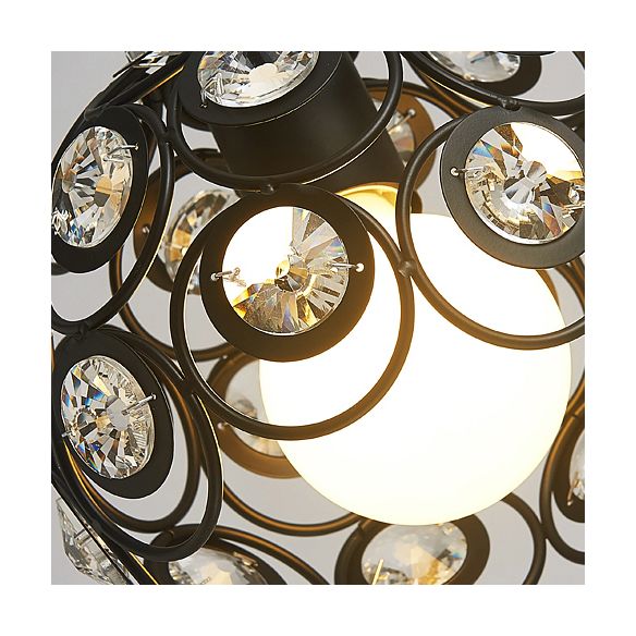 Lampada a sospensione a gabbia in metallo a cupola moderna cristallo 1/3 luci bianche/nere lampada appesa con baldacchino rotondo/lineare