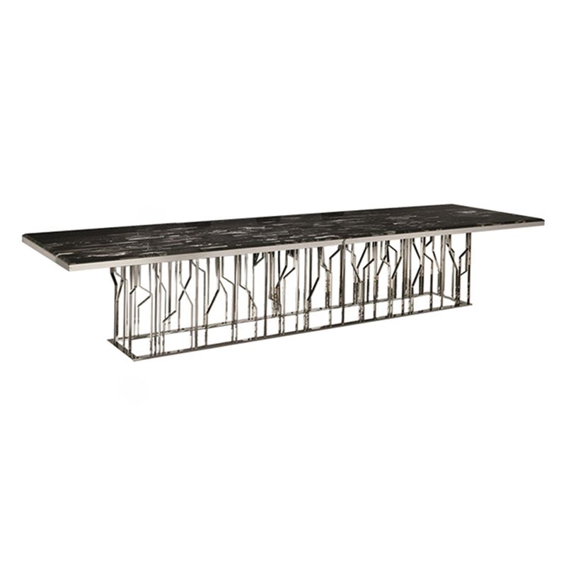 Luxury Style Marble Dining Table Single Pedestal Base Rectangle Table for Home