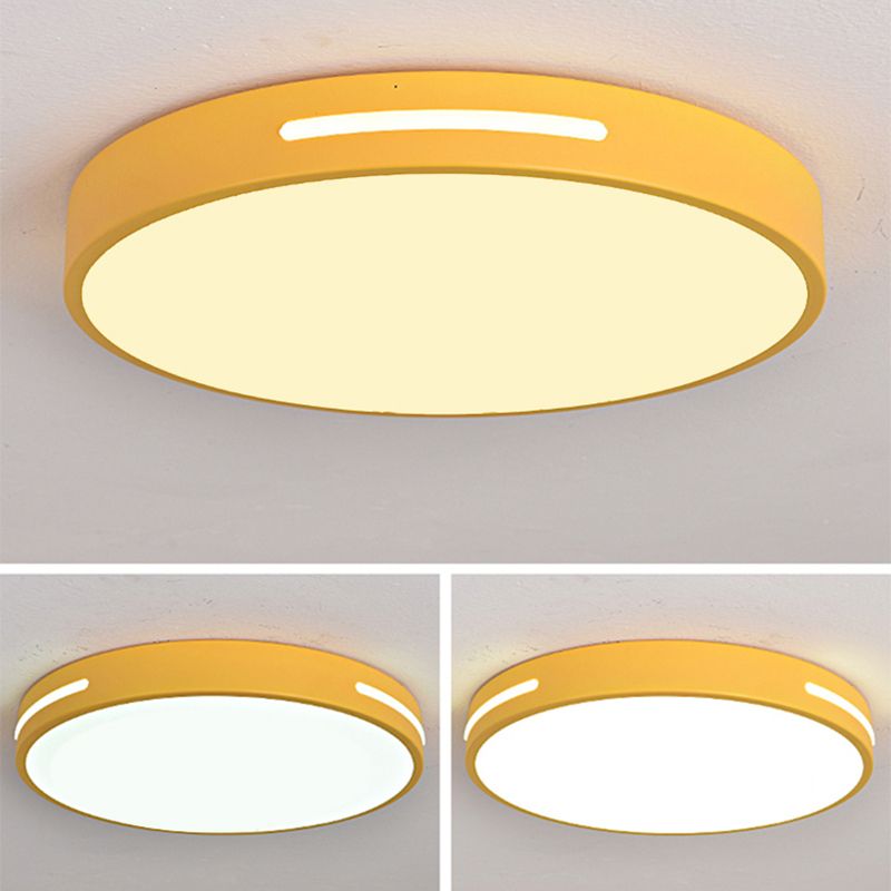 Plafonnier LED en fer laqué dans un style moderne et concis, plafonnier circulaire en acrylique en forme de macaron