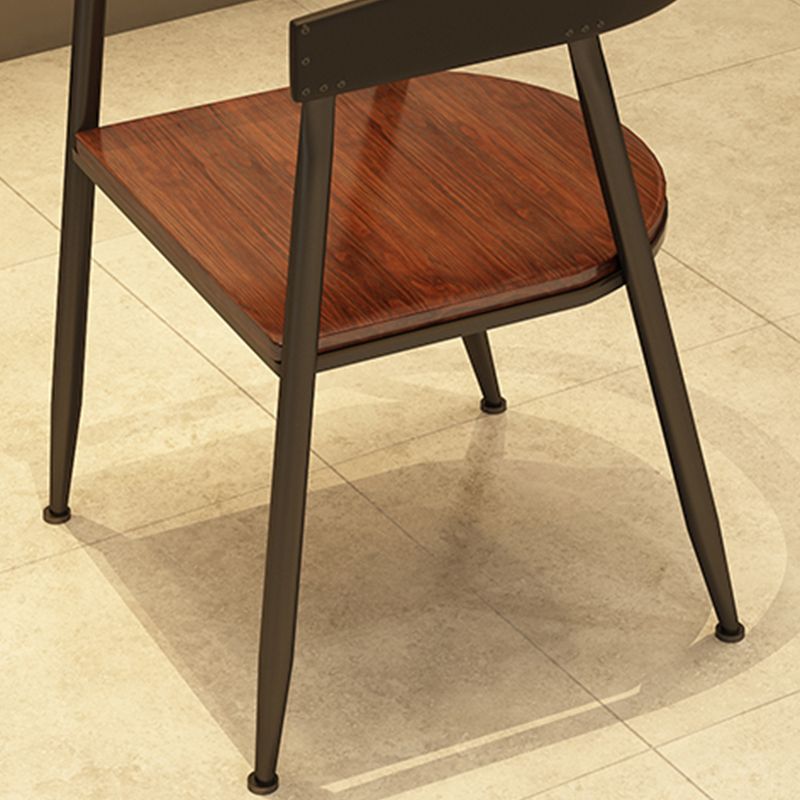 Contemporary Kitchen Dining Armchair Metal Side Dining Chairs in Black