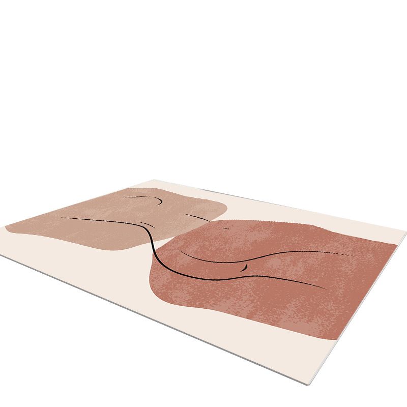 Alfombra nórdica marrón oscuro pieza de color poliéster alfombra de alfombra interior resistente para manchas para sala de estar