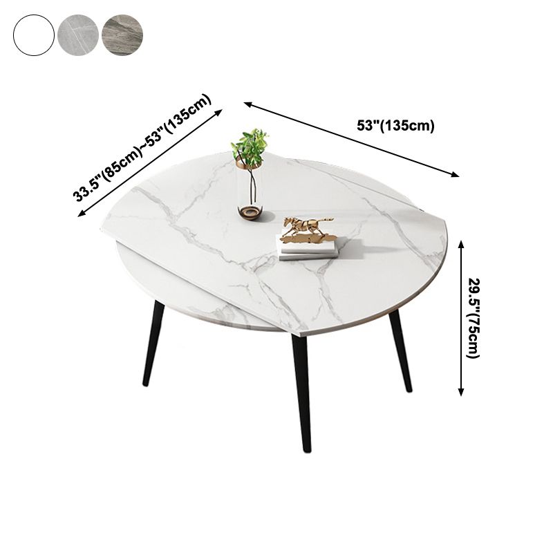 Round 4-foot Dining Site Table Simplicity Style Stone Drop-Leaf Dinette Table for Home