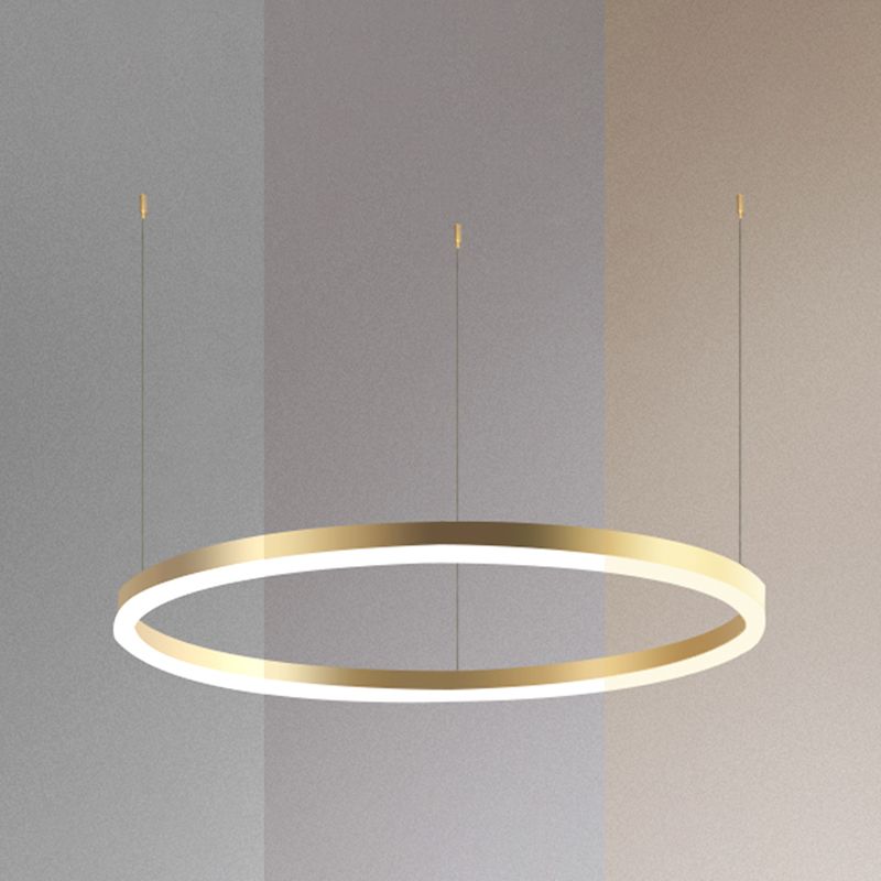 Contemporary Circle Shape Pendant Chandelier Metal 1-Light Pendant Lighting in Gold