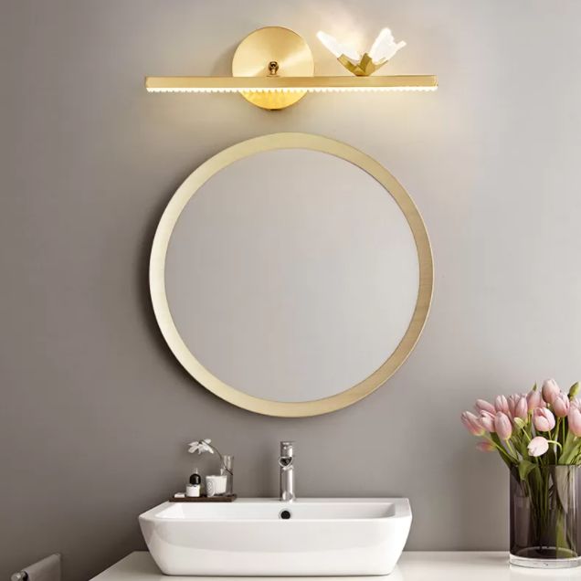 Modern American Style Linear Vanity Wall Light Fixtures Copper 3 Lights Wall Mounted Vanity Lights for Bathroom