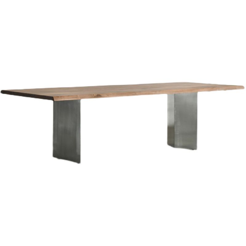 Solid Wood Brown Tone Dining Table Glam Style Double Pedestal Table for Dining Room