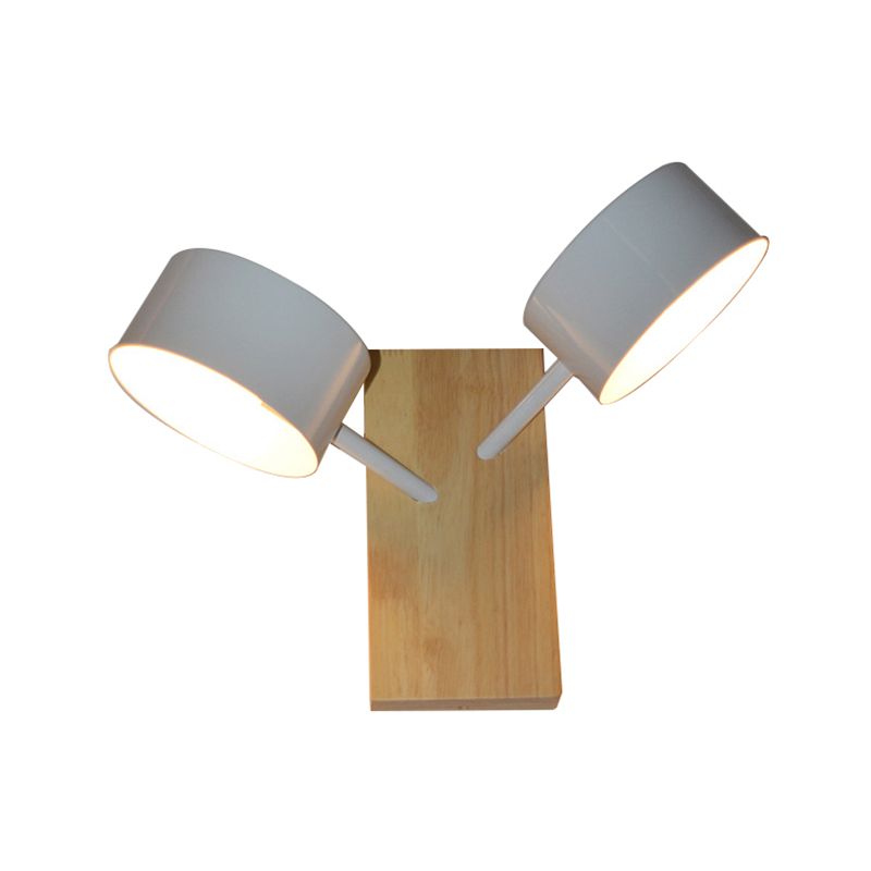 Double luminaliste de tambour à double tambour moderniste 2 têtes Appiculture murale en fer avec plaque arrière en bois rectangle