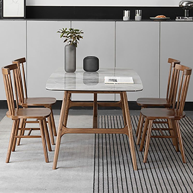 1/4/5 Pieces Solid Wood Table Set Rectangular Dining Chairs Set for Home