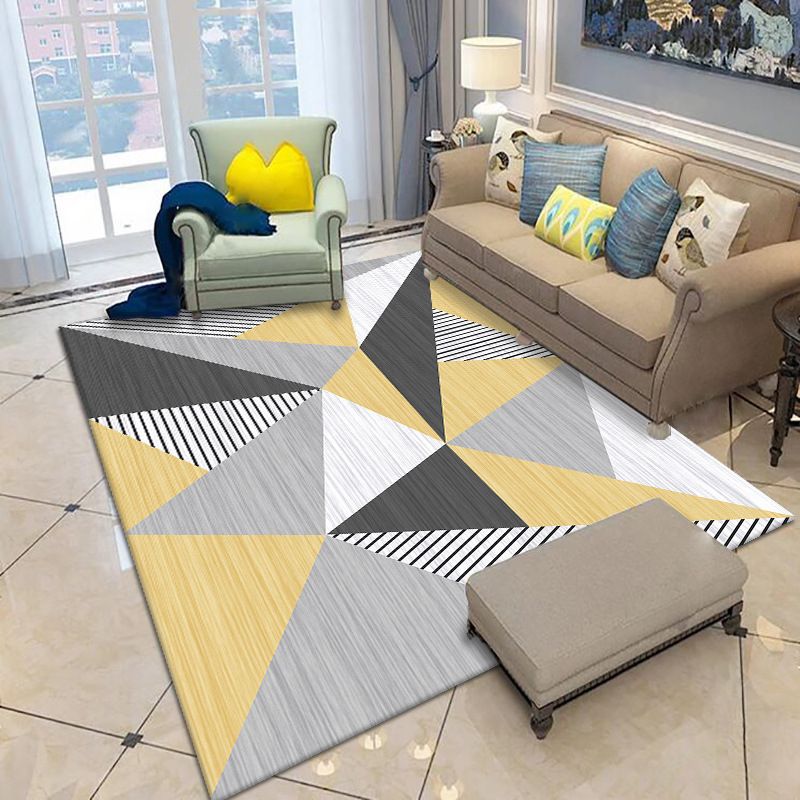 Simplicity Geometry Design Indoor Rug Soft Contemporary Polyester Carpet Rectangle Stain Resistant Carpet for Home Decor