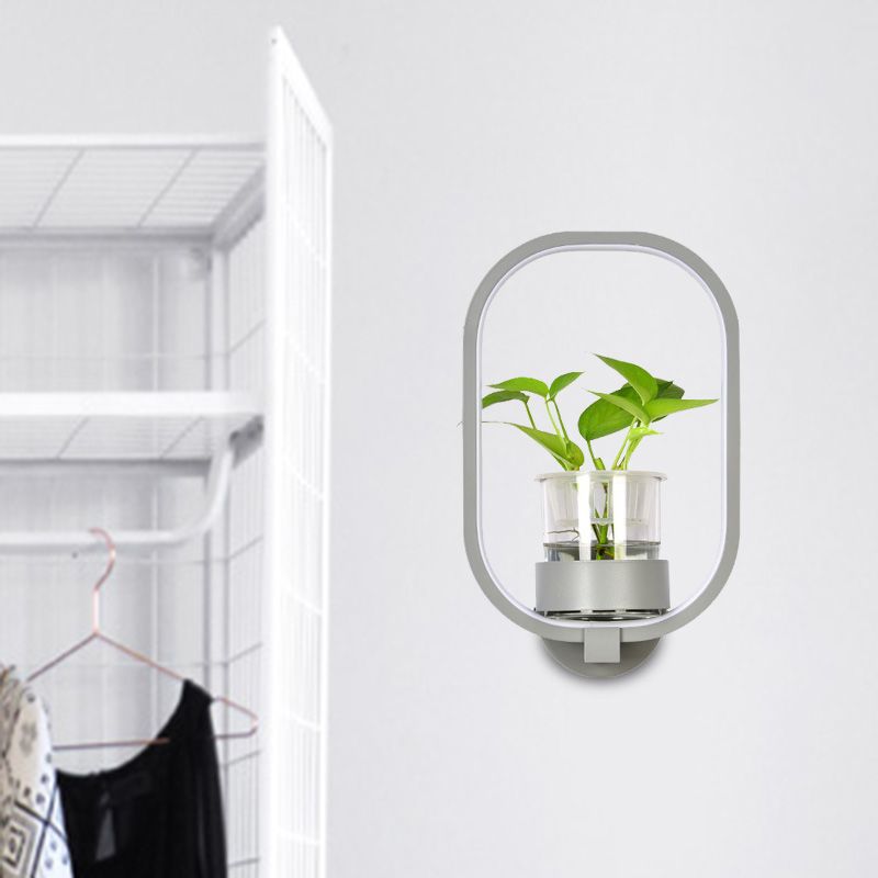 Ovales Metallleuchten Wandbeleuchtung Industrielle LED Wohnzimmerwandleuchte in Schwarz/Grau/Weiß