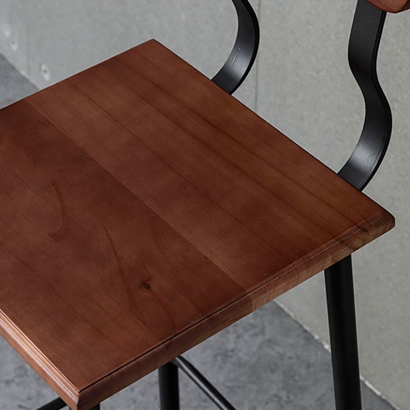 Modern Solid Wood Counter Stool Armless Bar Height Bar Stool with Footrest