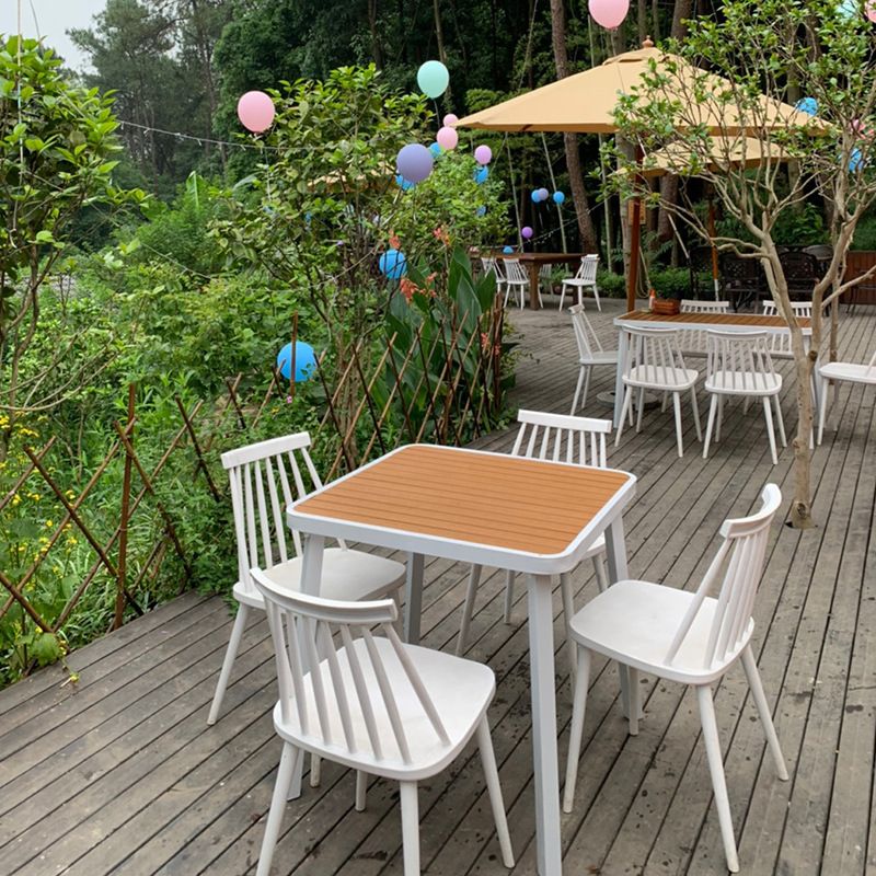 Contemporary Style 1/5/7 Pieces Metal Dining Set Reclaimed Wood Dining Table Set