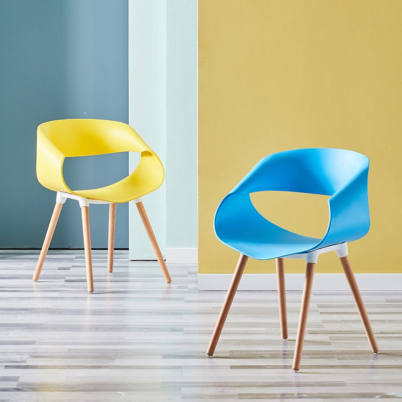 Scandinavian Armless Dining Chairs Eames Side Dining Chairs with Wood Legs