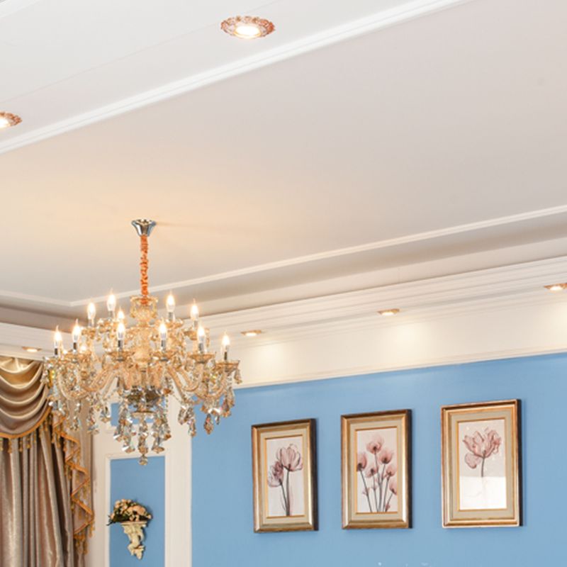 Candlestick Chandelier Light Fixture Crystal Glass Hanging Lamp for Living Room