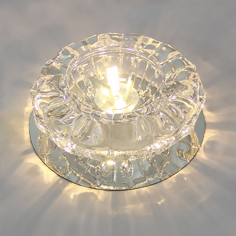 Round Shape Ceiling Lamp Modern Stainless Steel Flush Mount with Hole 2-3.5'' Dia for Hall